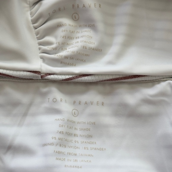 Tori Praver Ellie Top Marlowe Bottom Metallic Striped Bikini Set Size Large Wmn - Picture 6 of 10